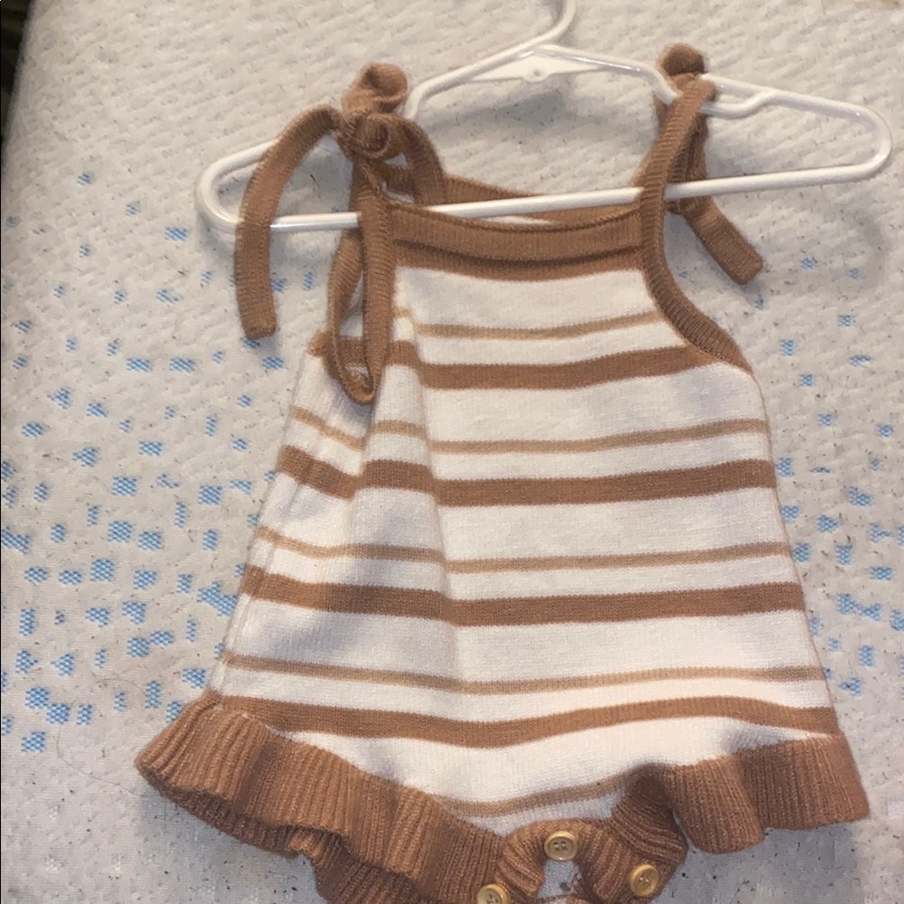 Brown and White Striped Bodysuit